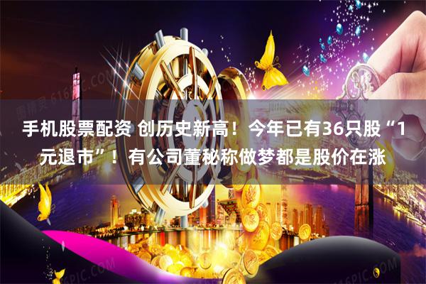 手机股票配资 创历史新高！今年已有36只股“1元退市”！有公司董秘称做梦都是股价在涨