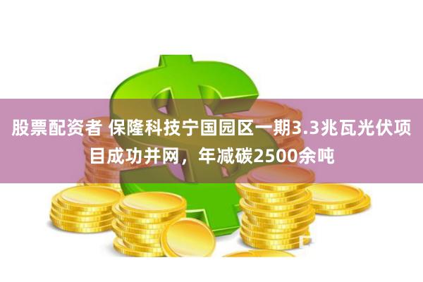 股票配资者 保隆科技宁国园区一期3.3兆瓦光伏项目成功并网，年减碳2500余吨